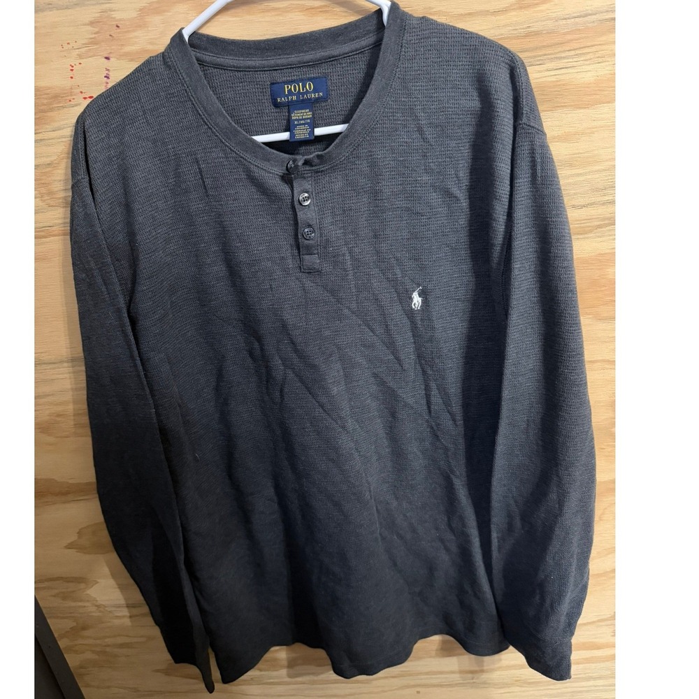 Men's‎ XL Polo Ralph Lauren Waffle Knit Henley Shirt Thermal Sleepwear